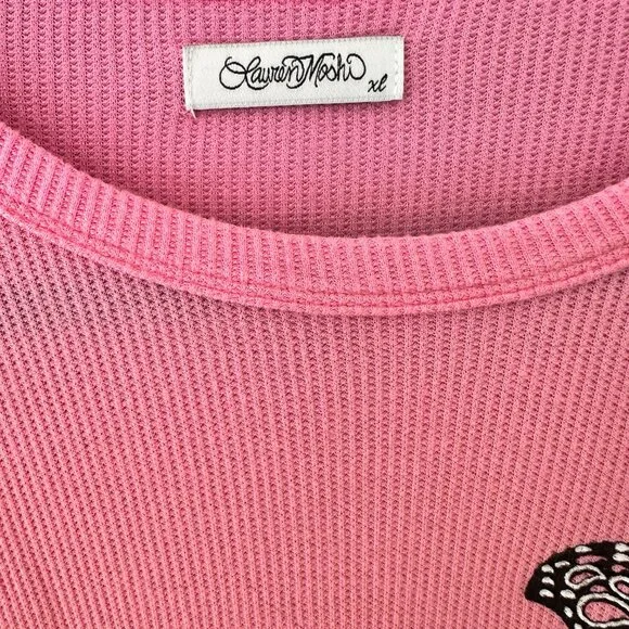 Lauren Moshi Pink and Orange Butterfly Long Sleeve Tee - Picture 6 of 8